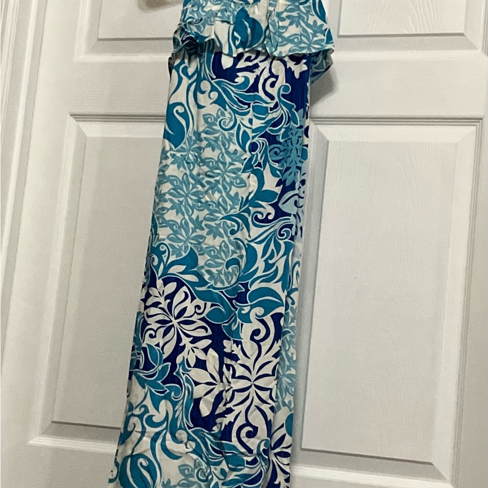 Blue Floral Print Maxi Dress - Women's Summer Maxi